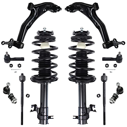 Image of Detroit Axle - 10pc Front End Suspension Kit for 2002-2006 Nissan Sentra 2003 2004 2005, 2 Ready Struts, 2 Lower Control Arms w /Ball Joints, 4 Inner & Outer Tie Rods, 2 Sway Bar Links Replacement