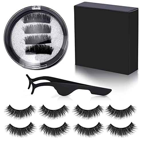 SerDa-Run Lot de 8 cils magnétiques, double faux yeux magnétiques sans eye-liner ni colle, faux cils 3D artificiels réutilisables - Aspect naturel, gain de temps et facile à porter Cover