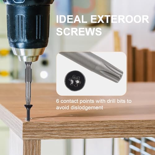 Image of Wood Screws #8 x 1-1 /2'', T25 Star Torx Drive Flat Head Deck Screws, Black, 165Pcs (1lb)