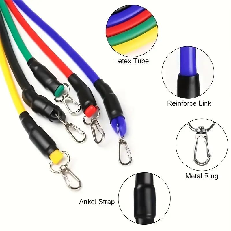 XYNO 11-Piece TPE Resistance Band Set – Adjustable Stackable Resistance Cords with Non-Slip Handles, Ankle Straps & Door Anchor | Full-Body Workout Kit for Home Gym, Yoga, Pilates & Strength Training 1