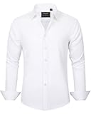 Men&apos;s Dress Shirts Solid Long Sleeve Stretch Wrinkle-Free Formal Shirt Business Casual Button Down Shirts