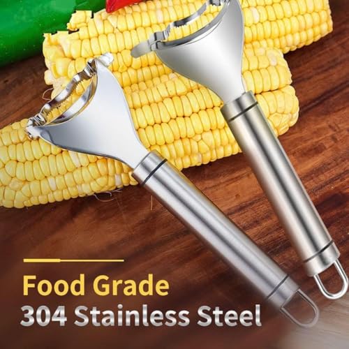 Image of Stainless Steel Corn Peeler Tool | Corn Cob Stripper & Kernel Remover | Sharp Blade, Ergonomic Grip | Easy Clean Sweet Corn Cutter Kitchen Gadget (2)
