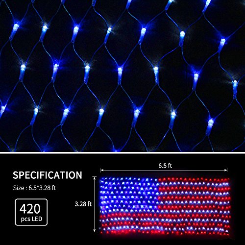XTF2015 Led Flag Net Lights of The United States, Waterproof American Flag String Light for Christmas, Festival, Holiday, Independence Day, Memorial Day, Decoration, Garden, Yard, Indoor and Outdoor - Image 5