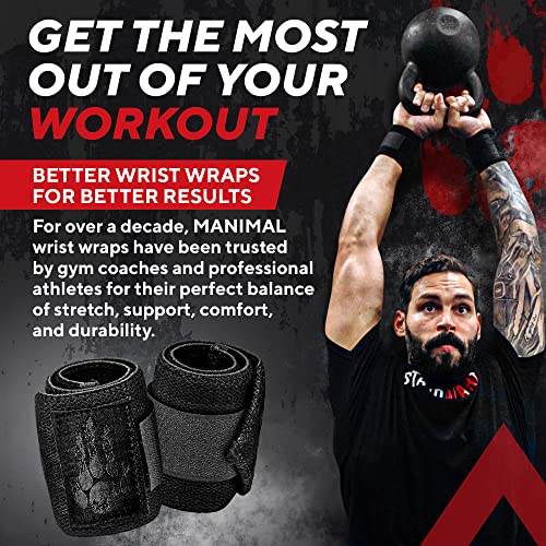 Manimal Wrist Wraps For Weightlifting (Since 2010) – Professional Wrist Straps For Men And Women – Use For Strength Training, Bodybuilding, Powerlifting, Cross Fit To Eliminate Wrist Pain In The Gym #TOP1