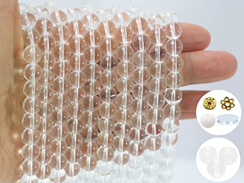 PAMIR TONG 8mm Clear White Glass Beads Kit 500pcs for Jewelry Making