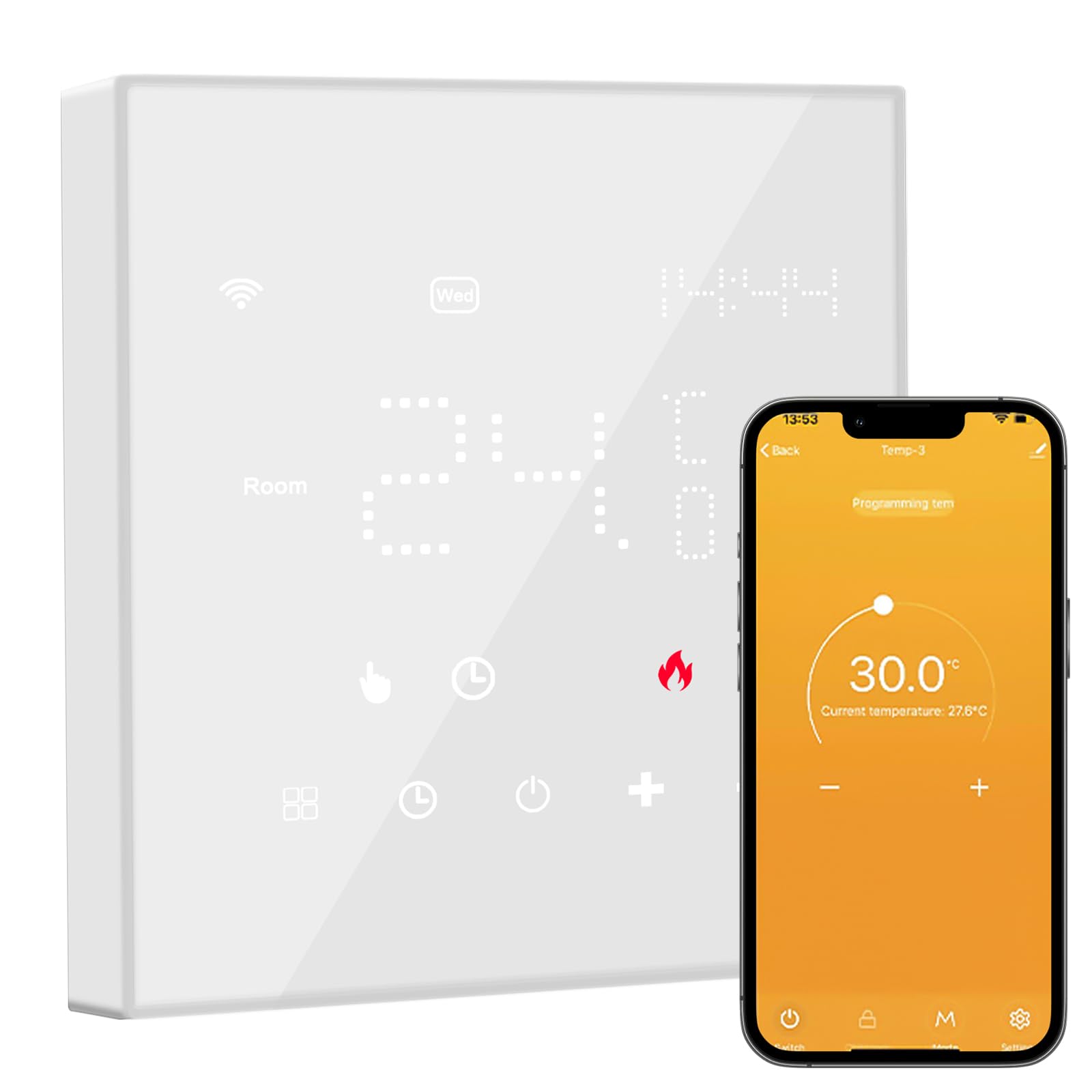 Termostato inteligente WiFi para calefacción de suelo por agua y caldera de gas, termostato de habitación programable, termostato de calefacción digital inteligente compatible con Alexa, Google Home