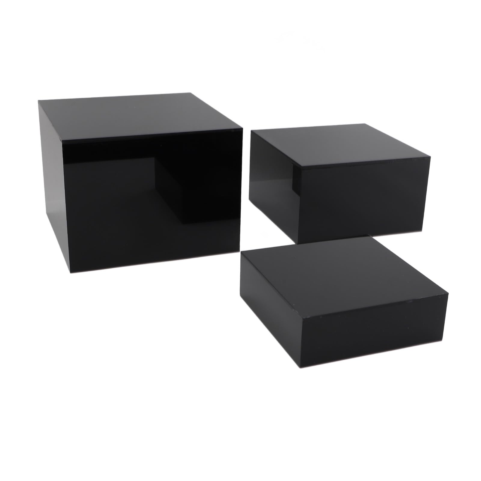 ZJchao Présentoirs à Dessert en Acrylique, 3 pièces Présentoirs élévateurs en acrylique nidification cubique Presentoir Aperitif Buffet Cube pour Table à desserts Tables de Buffet aliments (Noir)