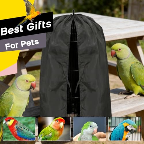 Image of QBLEEV Round Parrot Birdcage Cover, Pet Universal Blackout Cage Cover Shade | Windproof light-proof sleep reduces distractions night accessories cloth without cage, bow tie clouser, easy to wear