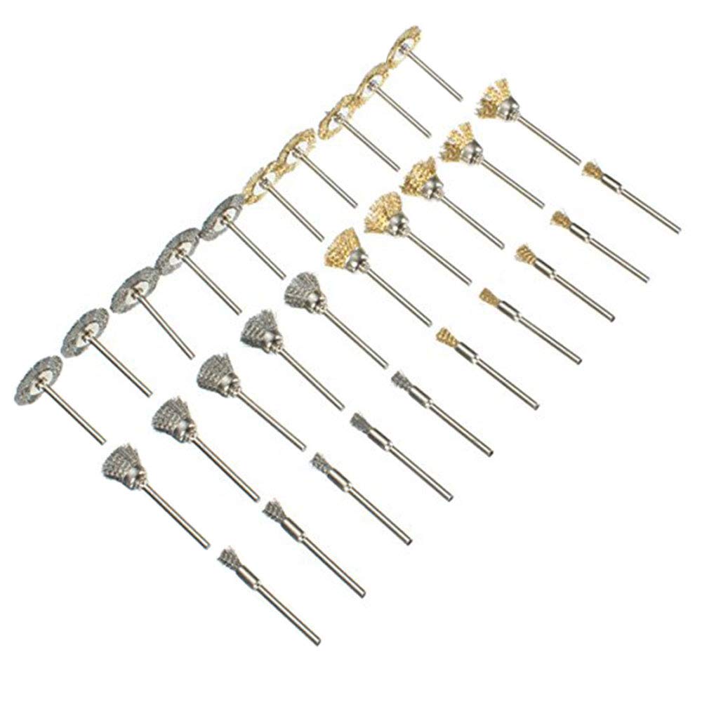 Ensemble De Brosse Et Roue Métallique 30PCS Pour Perceuse, Brosse De Roue Métallique Creuse, Mini Outil Rotatif De Polissage