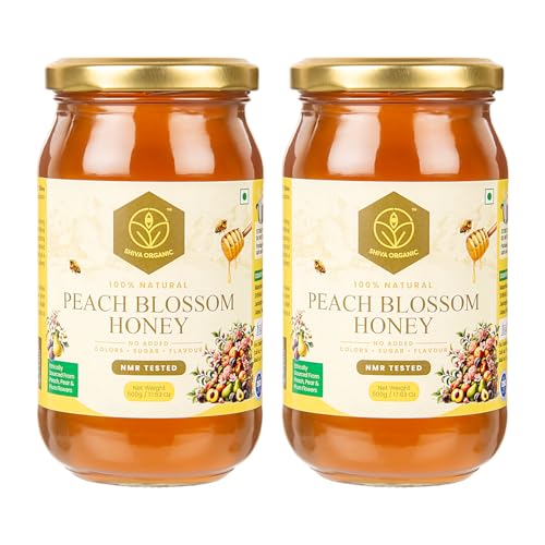 Image of Shiva Organic Peach blossom Honey -1 kg | 100% Raw and Pure | Natural and Original | No Added Sugar | Unprocessed Honey
