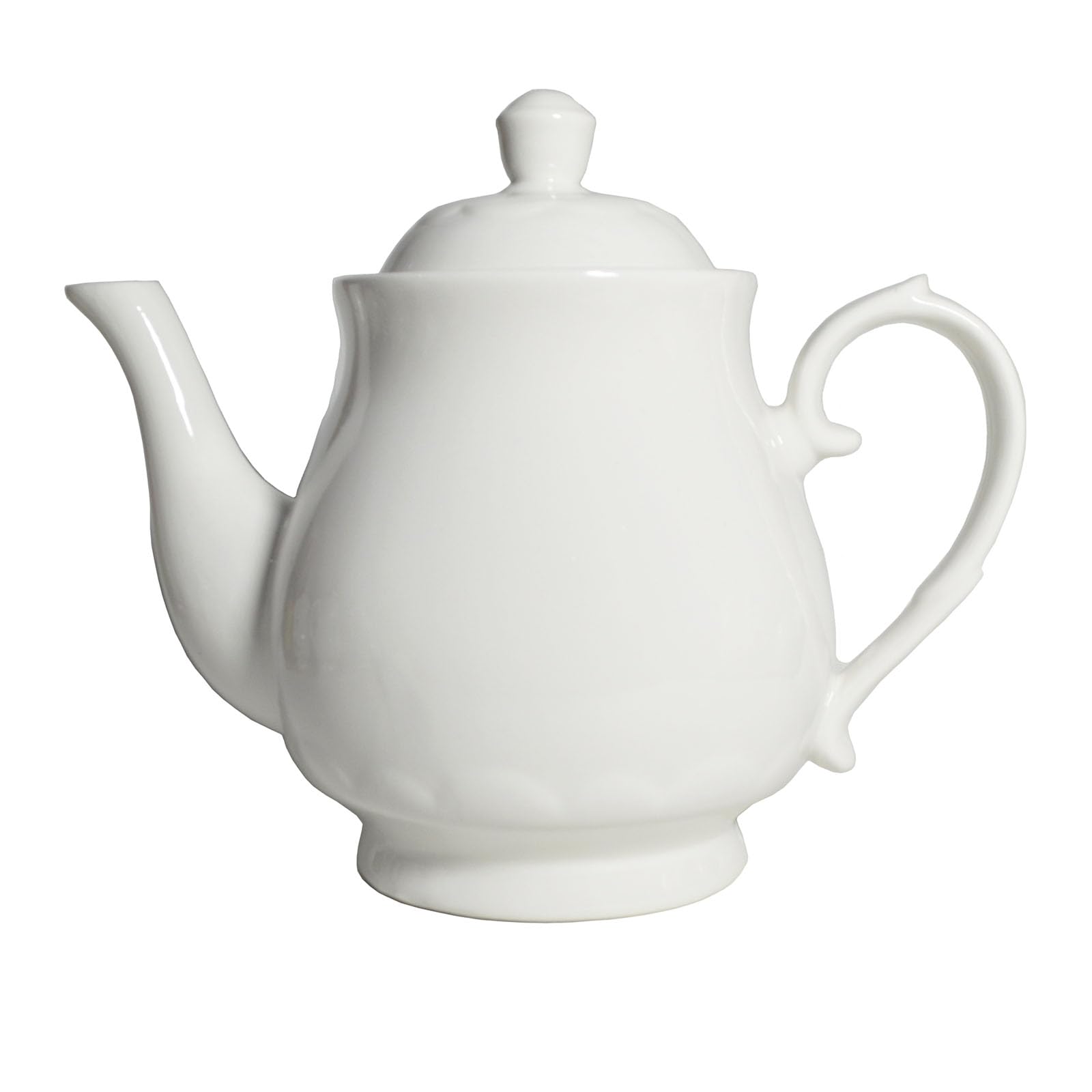 Weiße Porzellan-Teekanne, Lotus-Teekanne für Kaffee, Tee, Wasser, klassische Keramik-Teekanne mit Schwanenhals (1,95 Liter)