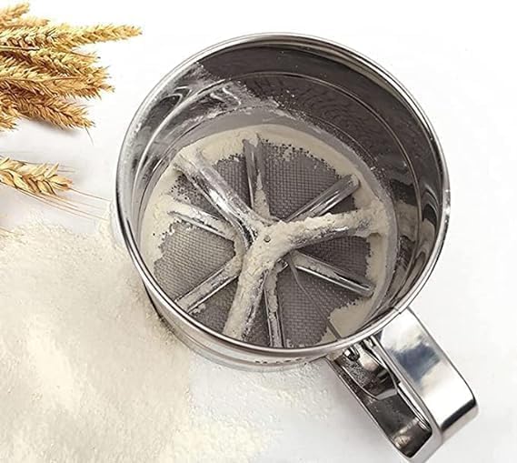 Image of Flour Sifter /Atta chhani Hand Press Design Stainless Steel Flour Sifter Corrosion Resistant Large Capacity Flour Sieve Cup for Sugar Flour and Coffee Powder | Atta Chalni
