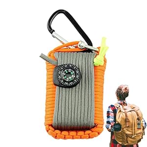Campingsurvivalkit, uitrustingsgereedschap voor overlevingsuitrusting, campinggereedschap bevat fluitje, zaklamp, wandelgesp, opbergtas enz. algemeen