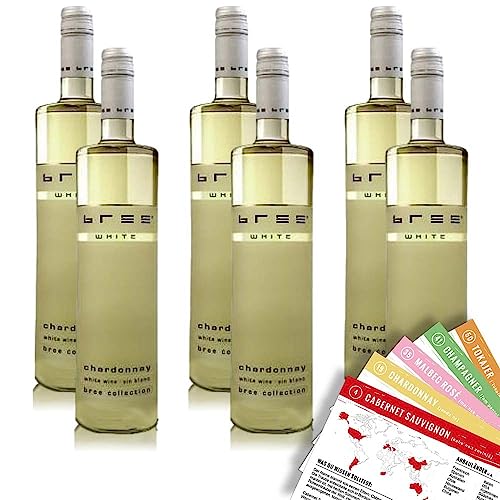 Bree Chardonnay IGP, halbtrocken, sortenreines Weinpaket + VINOX Winecards (6x0,75l)
