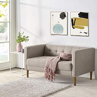ZINUS Pascal Loveseat Sofa | Mid-Century | Tool-Free, Easy Assembly | Tufted Cushions | Tuxedo Arm | Tapered Legs | Sofa-in-a-Box | Oatmeal, 2-seater
