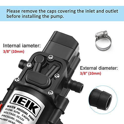 Image of 12 Volt Diaphragm Pump 3LPM 0.8 GPM 100PSI Self Priming Sprayer Pump 12V DC Fresh Water Pump Water Pressure Switch for RV Camper Marine Boat Lawn (30W)