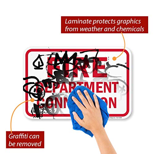 SmartSign 3M Engineer Grade odblaskowy znak, legenda "Połączenie straży pożarnej", 30 cm wysokości x 45 cm szerokości, czerwony na białym