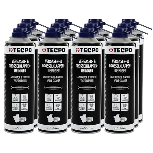 TECPO Limpiador de carburadores y válvulas de mariposa, 12 x 500 ml, disolvente AGR, limpiador de válvulas de carburador, inyectores, limpiador de boquillas, limpiador de aspiración
