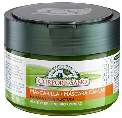 Corpore Sano - Mascarilla Capilar Reparadora, con Aloe Vera, Pro-Vitamina B5 y Enebro de Cultivo Bio Certificado, Vegana, Ingredientes Naturales, Sin Parabenos, Colorantes ni Siliconas, 250ml