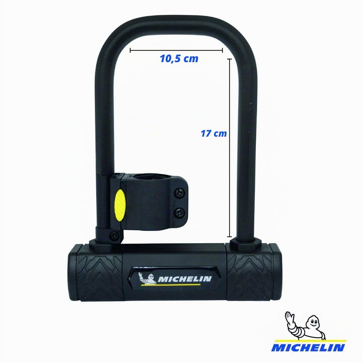 MICHELIN - Antivol U à clés 170 x 105 mm - Support inclus - Soft touch - Protection caoutchouc - Cadenas avec couvercle anti-poussière - Fixation cadre et roue - Convient à tous vélos - Poids 1.3kg