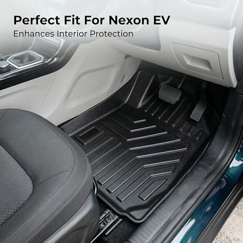 Image of EV MASTER Car Floor Mats for Tata NEXON EV Hybrid (2026 Onwards) Complete Set | Waterproof | Anti-Slip | Luxury Premium Car Mat | Full Coverage | Custom Fitted Car Foot Mats (5D Black)