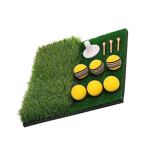 HEMOTON 1Set Practical Golfing Hitting Mat Golf Practice Pad for Home Outdoor Use True Turf Surface for Real Fairway Simulation Portable Golf Training Aid Present