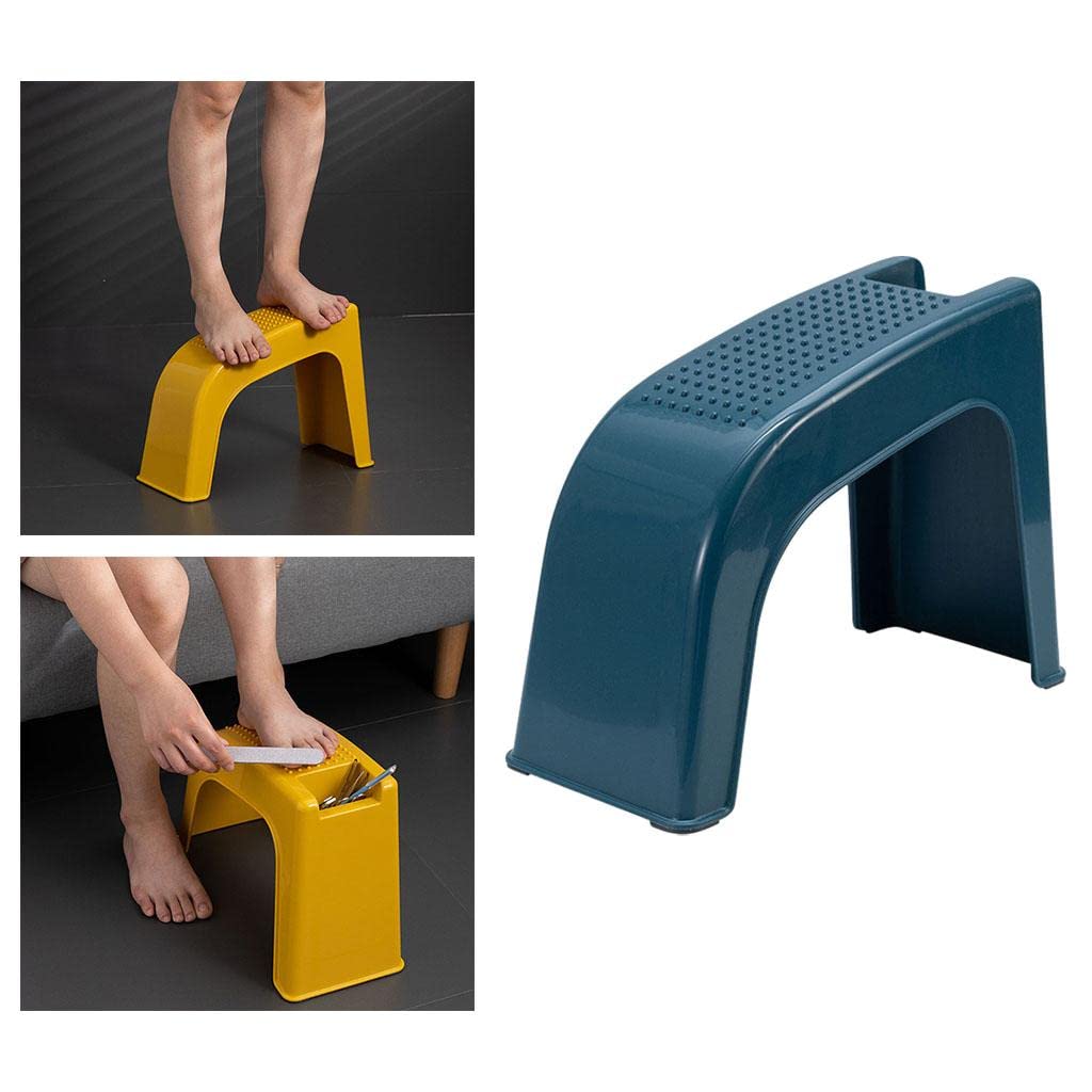 Shower Fußablage Pediküre Hocker Verstärkte Rippen Massagepartikel Grooves Aufbewahrung für Badezimmer Fußpflege Geschenk, Blau