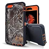 For iphone 6 Case, Kecko® Heavy Duty High Impact Weather Scratch Resistant Full Body Protective Defender Series Tree and Grass Forest Camo Hard Case Cover with Belt Clip Holster and Built-in Screen Protector for Apple iphone 6 4.7 inch (Xtra Orange)
