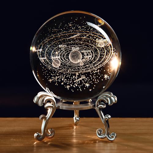 ZRENJHUS 3D Solar System Crystal Ball Glass Universe Gifts