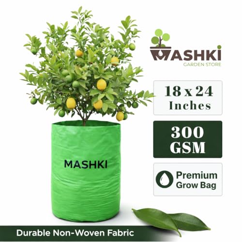 Image of MASHKI 18x24 Inch Extra Deep Grow Bag for Guava, Dwarf Mango & Fruit Plants | 300 GSM Heavy Duty HDPE | Long Life UV Stabilized Tree Planter for Terrace & Garden (1, 18x24 Inches, 300 GSM)