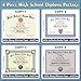 High School Diploma - 4 Piece Set - Custom Printed with Your School Name & Info - 4 Copies in 4 Styles - Novelty Highschool Certificate