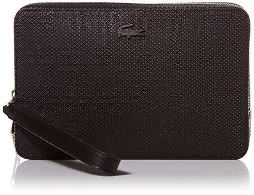 Lacoste Chantaco Trousse de toilette en cuir pour homme Noir Taille unique, Noir, taille unique