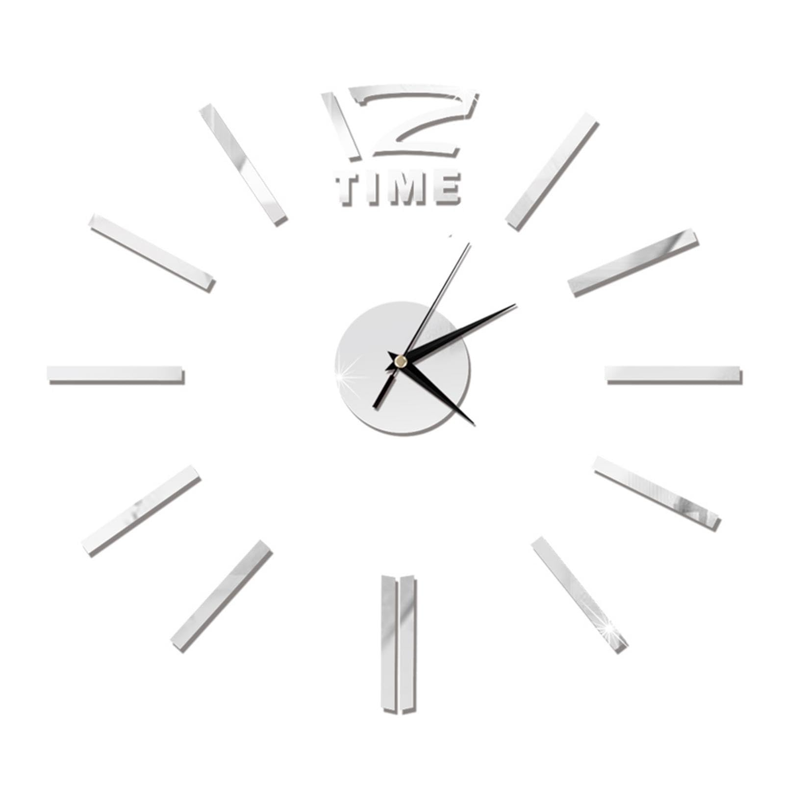 Generisch Reloj de pared adhesivo 3D, grande, 60 cm, reloj de pared para pegar, silencioso, moderno, decoración de pared, silencioso, autoadhesivo, para salón, cocina, dormitorio, oficina