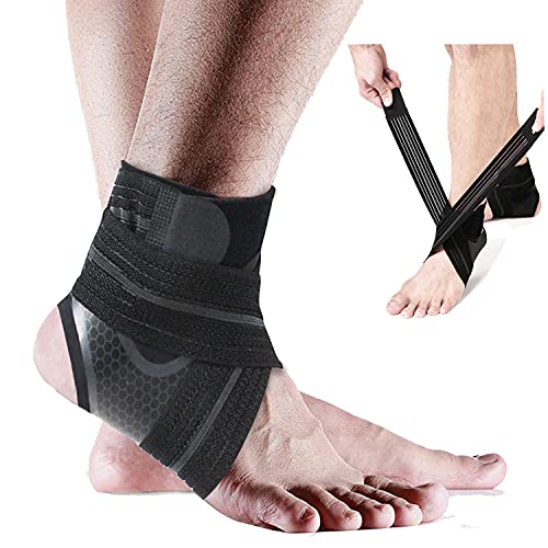 SPOTBRACE Ankle Brace Support with Adjustable Compression Strap(1 PAIR),Ankle Wrap Ankle Sleeve Achilles,Tendonitis,Sprained Ankle,Plantar Fasciitis,Foot Pain Relief,Ankle Movement,Running,Basketball