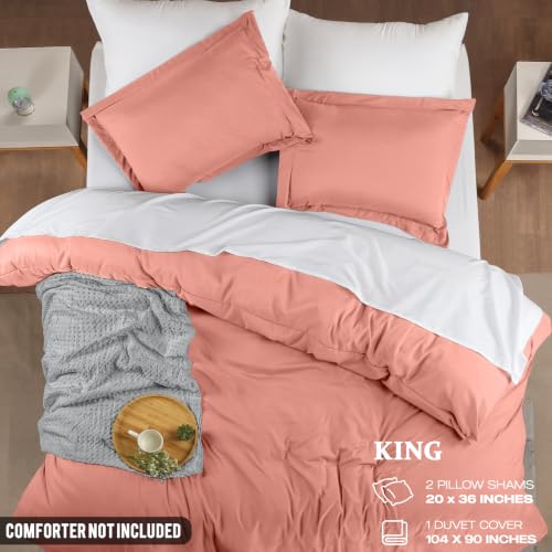 Image of Duvet Cover King, 3 PC Cotton Like Polyester, Zipper Closure, Blush Pink