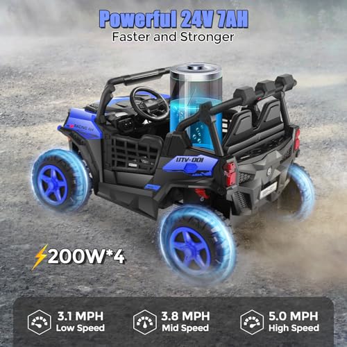 Hikole 24V Ride on Toys for Big Kids, 2 Seater Electric Monster Truck UTV with Remote Control, 4WD/Spring Suspension/3 S - Additional View