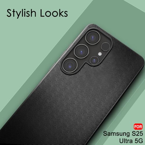 Image of TheGiftKart Back Cover Case for Samsung Galaxy S25 Ultra 5G | Slim & Lightweight | Ultra-Premium Design | Camera Protection Bump | Fabric Texture Case Cover (PC & TPU, Black)