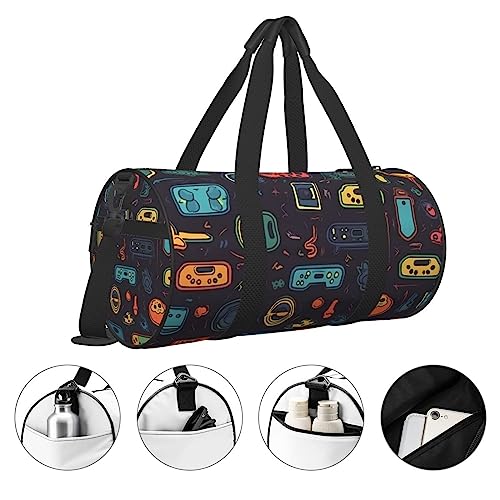 Travel Duffle Bag Weekender Bags for Men Women with Shoe Compartment Large Capacity Weekender Overnight Bag Game Video Gaming Pattern Carry On Tote Bags Sport Gym Bag for Travel Yoga, Black, One Size3