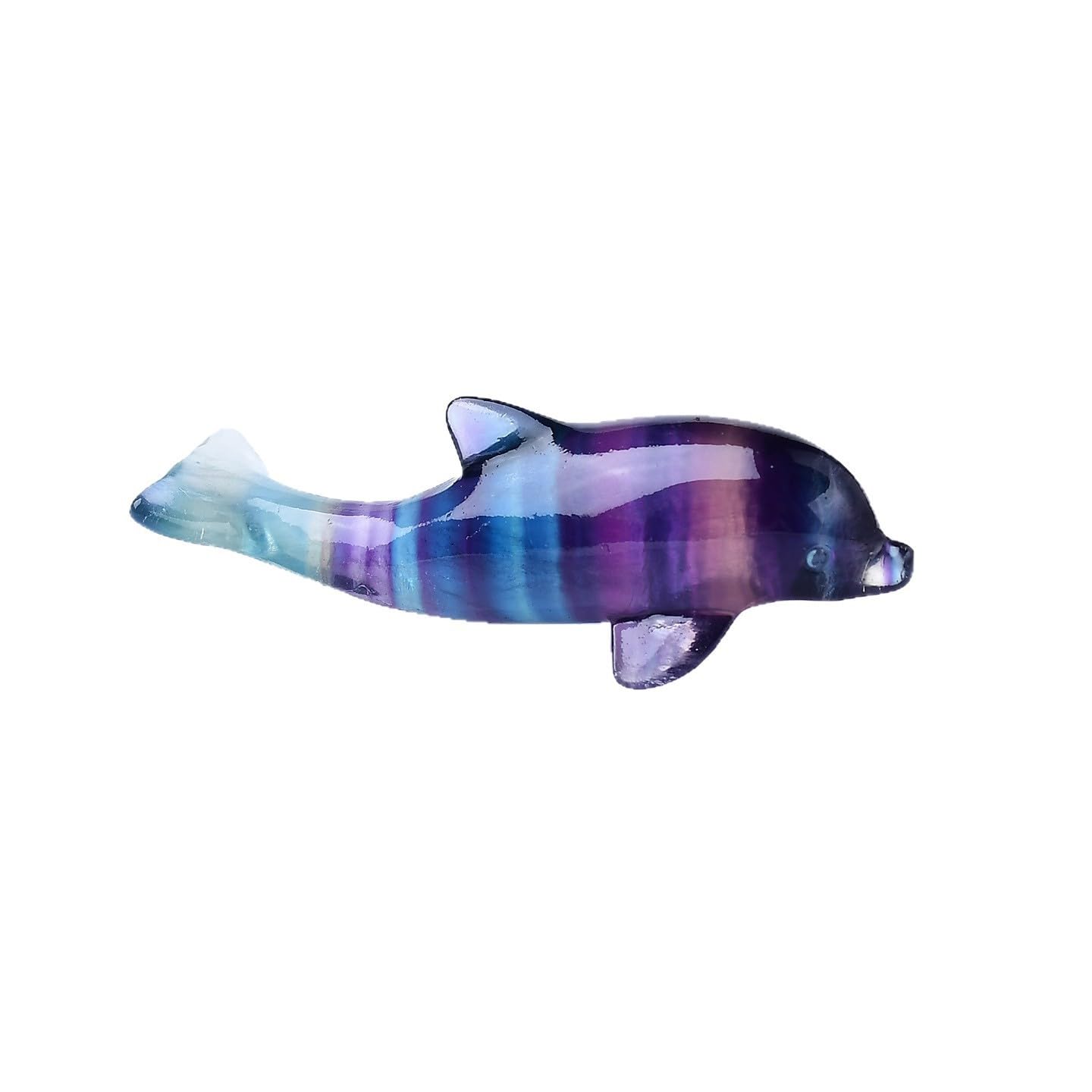 ICXLPMC Fluorite Dolphin Figurine – 4.1 × 2 in Hand-Carved Colorful Crystal Sculpture for Home Office Desk Décor