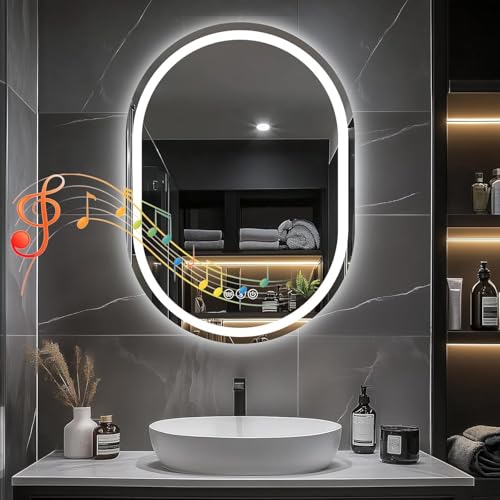 GREENSAPPIRE LED Bathroom Mirror 50×70cm Bluetooth Backlit Smart Mirror