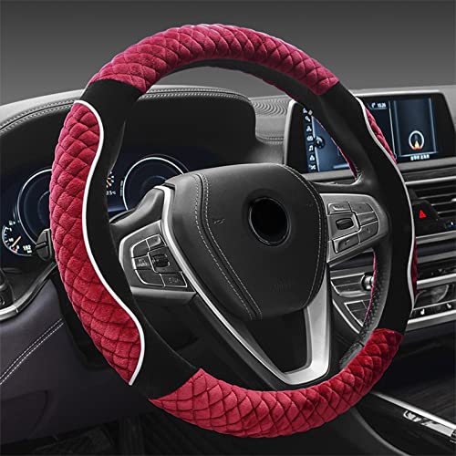 LifeUp Funda mullida para Volante de Coche, cálida, Suave, Transpirable, difusa, Universal, de 15 Pulgadas para Primavera, otoño e Invierno (Rouge) Cover