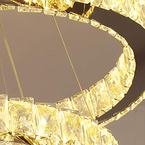 Lustre en cristal suspendu argenté de 50cm pour plafonnier de salon moderne - 3