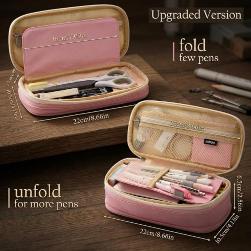 Image of Kawaii Cute Aesthetic Pencil Case for Girls & Boys | 3 Layer 6 Compartment Large Capacity Pencil Pouch with Zipper | Cartoon Stationery Organizer Bag for Students & Kids (Special 1 (Pink))