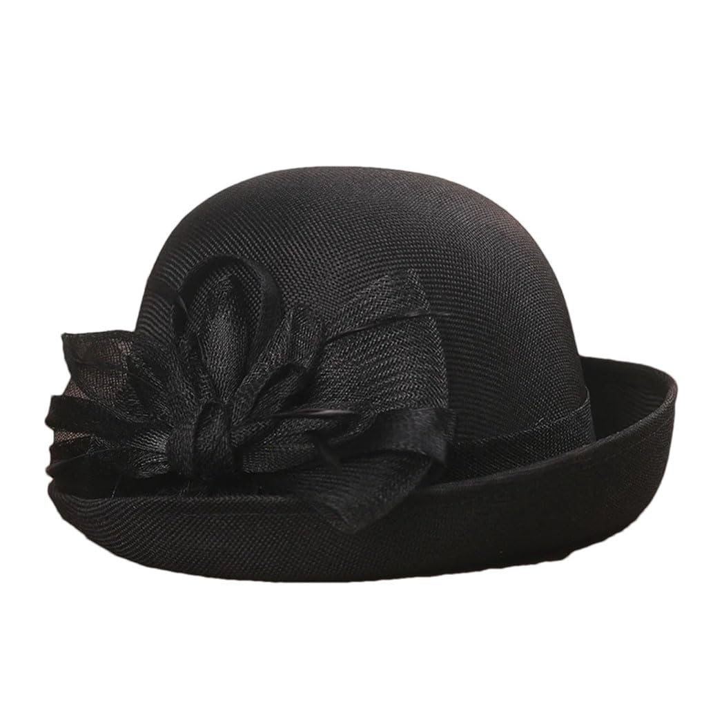 SaoBiiu Cappello fascinator femminile elegante fiore cappello da sole signora estate chiesa ricci Fedora donna cloche cappelli