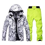 Loue99va Herren Skianzug Marken Winddicht Wasserdicht Atmungsaktiv Warm Set Skijacke Schneehosen Winter Snowboard Anzüge