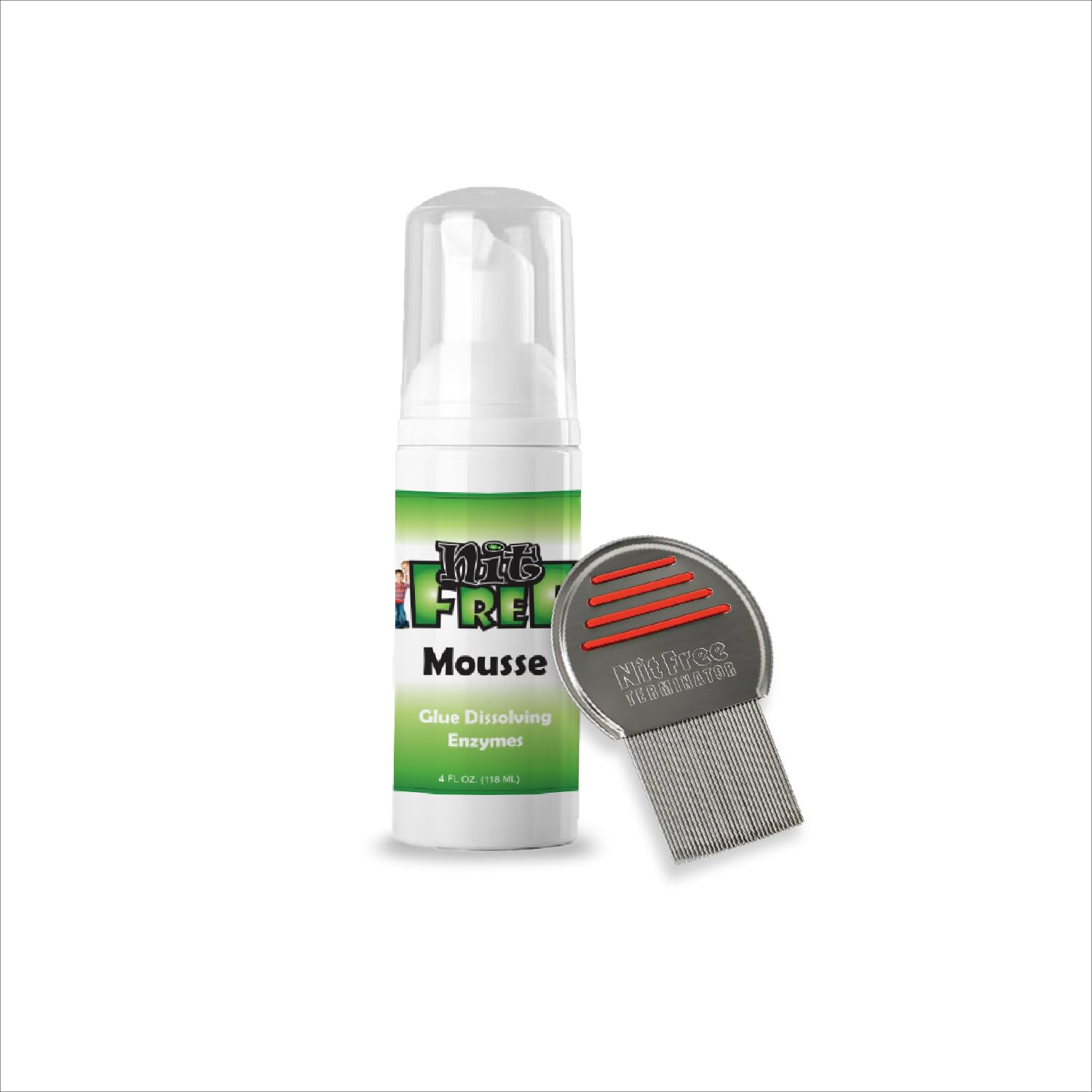 Nit Free Terminator Comb Pack of 2 and Nit Free Lice Mousse and Glue Disslolver (8ounce) Bundle