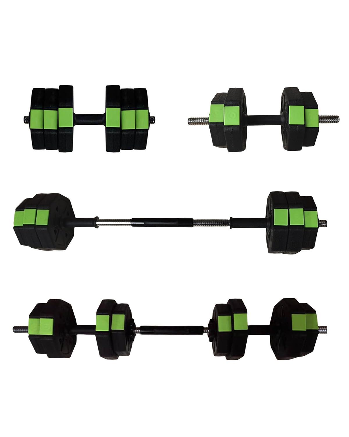 Hantelset 15kg, 2 Stangen, 4x1,13kg & 4x2,04kg, Verstellbar.