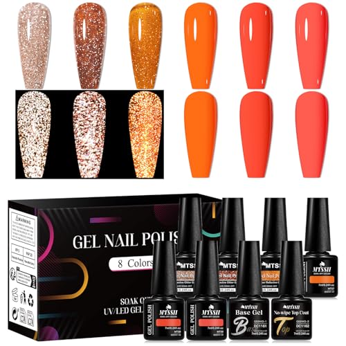 Set de 8 esmaltes en gel MTSSII naranja y coral