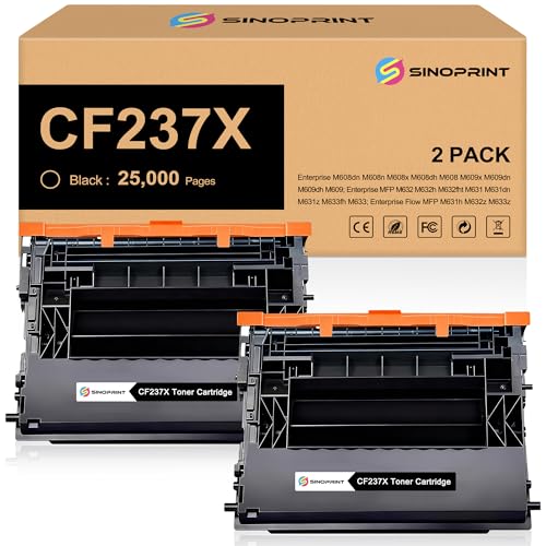 Toner HP 37X CF237X noir pour imprimante HP Enterprise M607n M608dn M632z Pack de 2