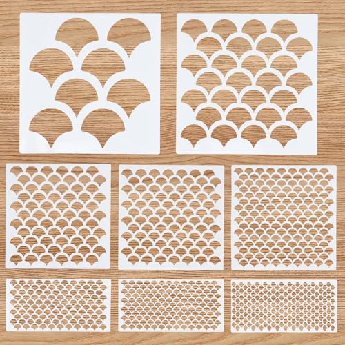 Plantillas de escamas de pescado, 8 unidades, diseño de sirenas, plantillas de maquillaje facial, reutilizables, escamas de pescado para pintar para mujeres y niñas, pintura decorativa, tela para